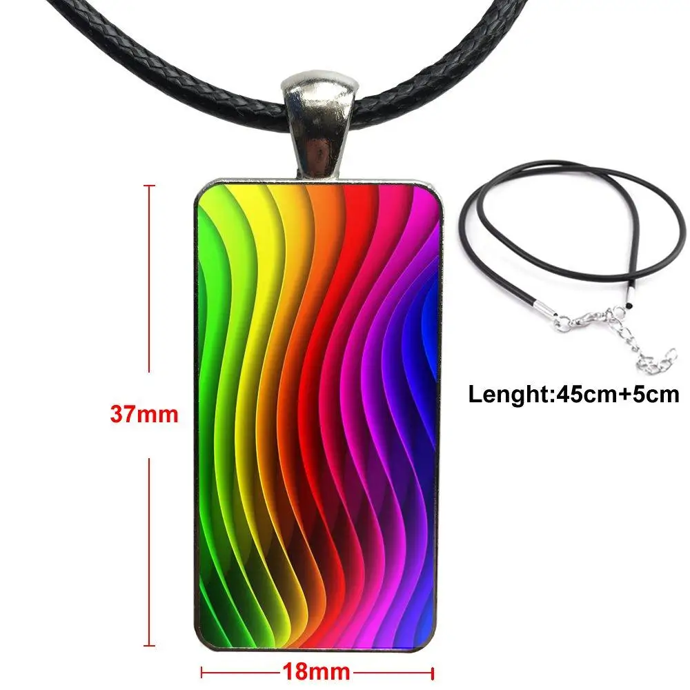 

Abstract Art Spiral Mathematics Fibonacci Glass Pendant Necklace Handmade Half Pendant Rectangle Necklace For Women Wedding