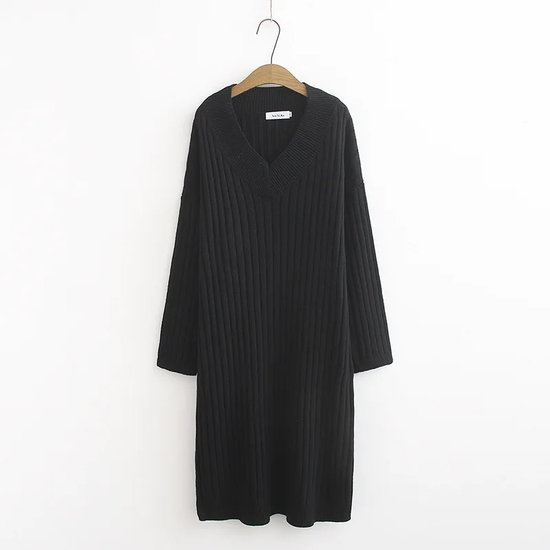 Plus Size Casual Essential Sweaters 2019 Autumn Women Fashion Loose Long Sleeve Knitting Pullovers Dress F33-8103 | Женская одежда