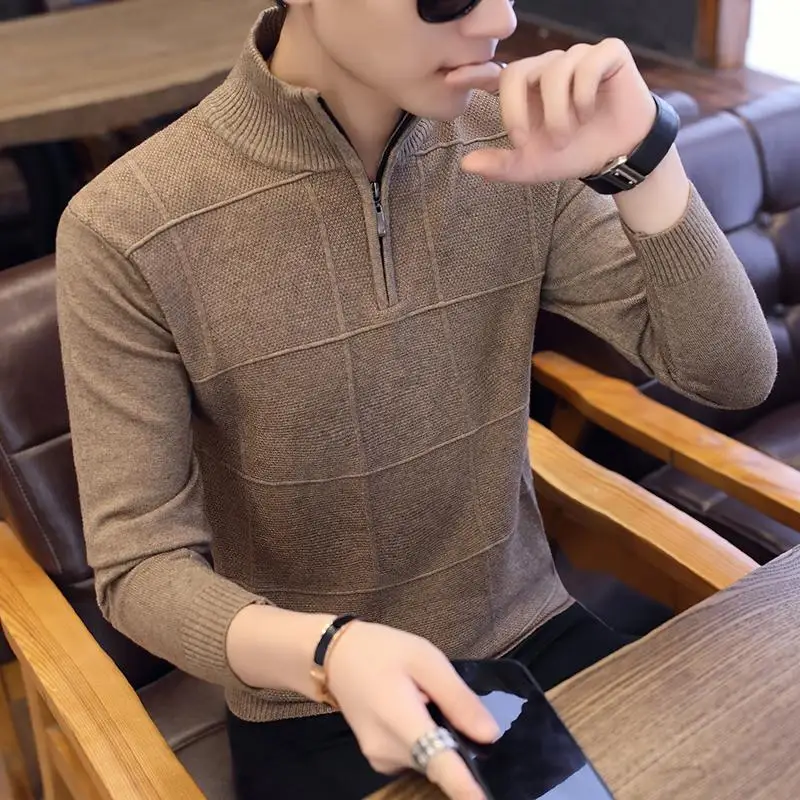 

2020FASHION Men's Sweaters Autumn Winter Warm Cashmere Wool Zipper Pullover Sweaters Man Casual Knitwear Plus Size M-XXXL