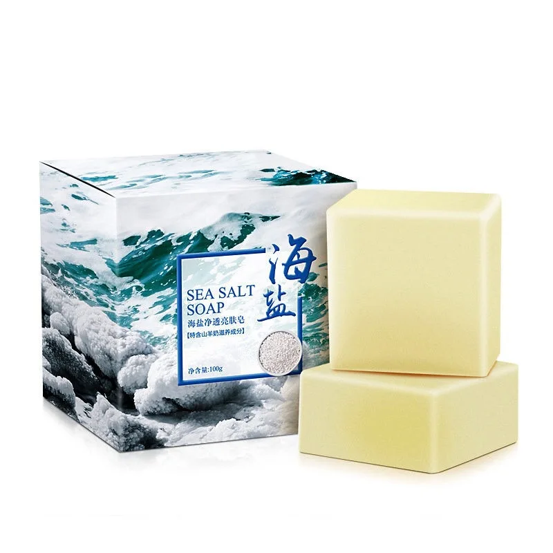 100g Natural Organic Sea Salt Soap Cleaner Removal Pimple Pore Acne Treatment Whitening Handmade Soap Deep Cleansing Wash Basis