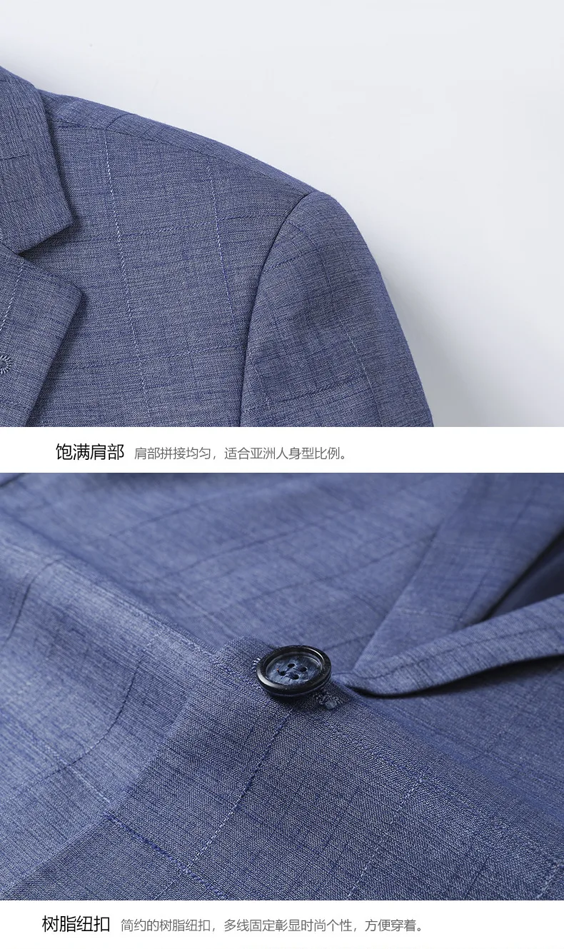 

PYJTRL New Brand Mens Spring Summer Blue Plaid Suit Jacket Blazers Costume Casual Blazer Men Fashion Casual Slim Fit Coat