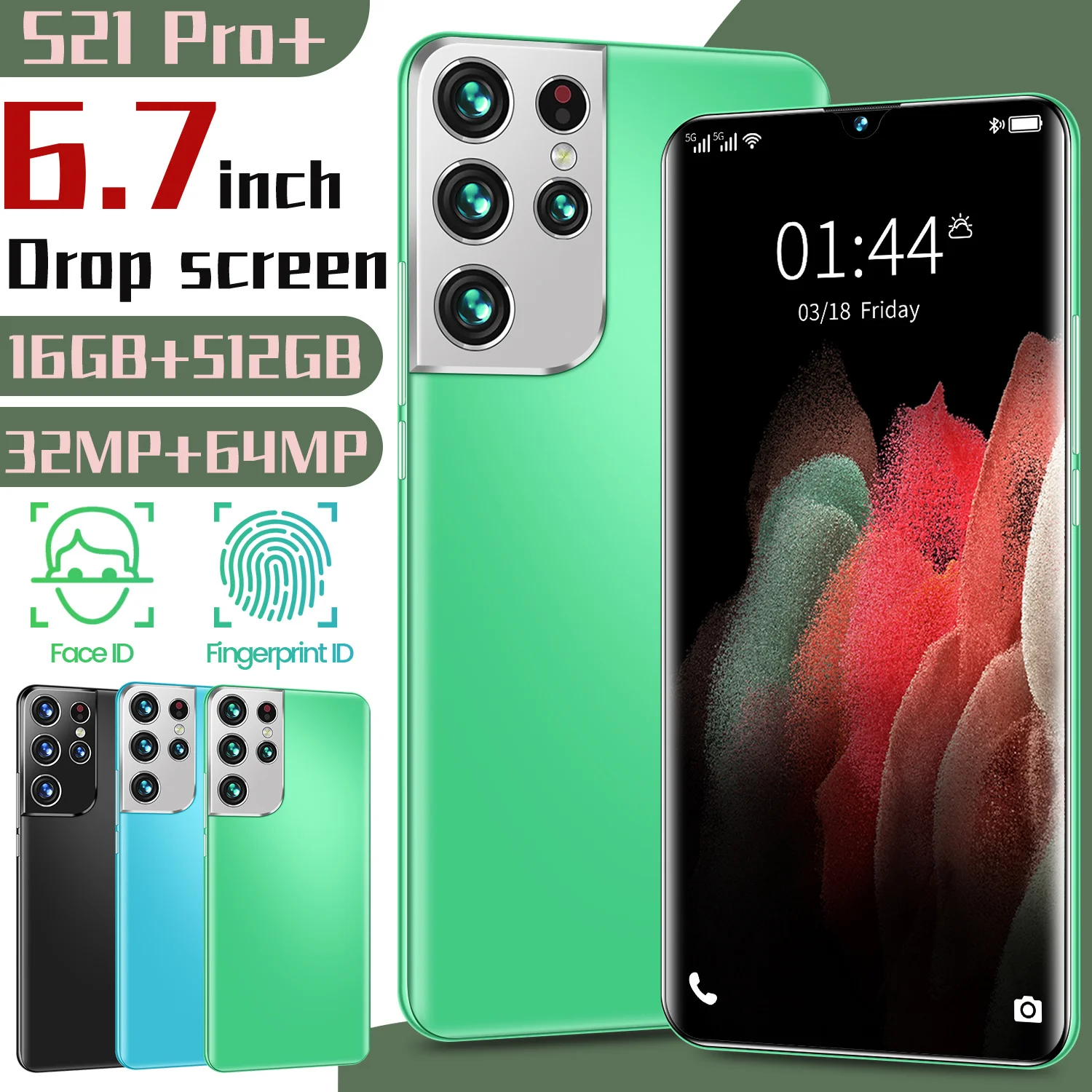 

2021 The Newest S21 Pro Snapdragon 888 Global Version Smartphone 6000mAh 6.7 Inch 5G Net 16GB 512GB 10 Core Cellphone 32MP 64MP