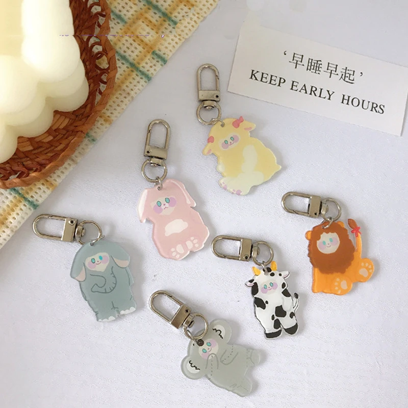 

Cartoon Cute Animals Key Holder Girl Kawaii Backpack handbag Personalized Decorative Pendant Keychain Toy Acrylic Accessories