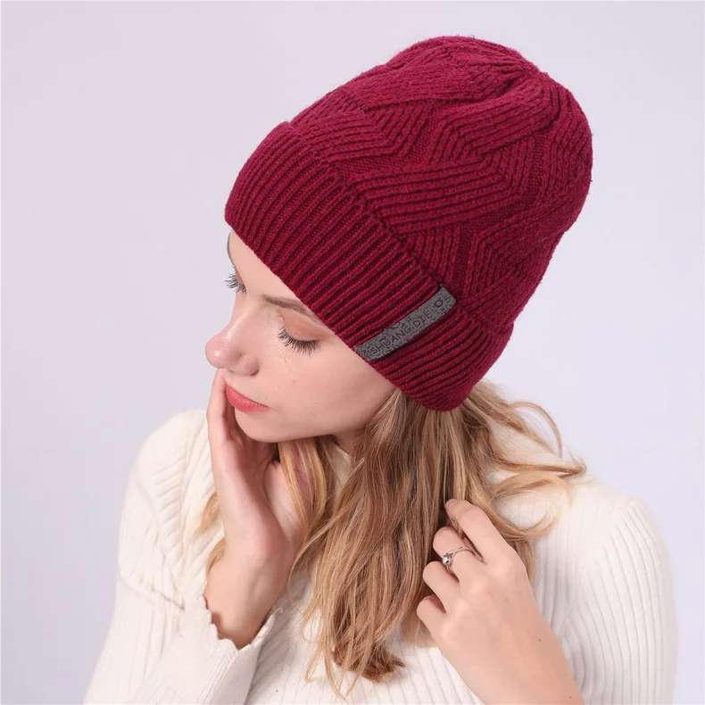 NUZADA брендовые зимние вязанные шапочки Skullies шапочки шапки s мужские женские шерстяные плюс бархатные со стразами шапка с наушниками уличные лыжные теплые шапки