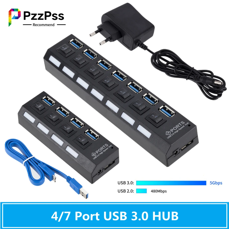 USB-разветвитель PzzPss USB 3 0 4/7 портов | Компьютеры и офис