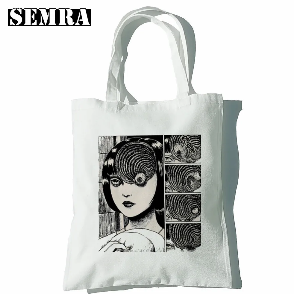 

Japan Manga Junji Ito Tomie Shintaro Kago Graphic Hipster Cartoon Print Shopping Bags Girls Fashion Casual Pacakge Hand Bag