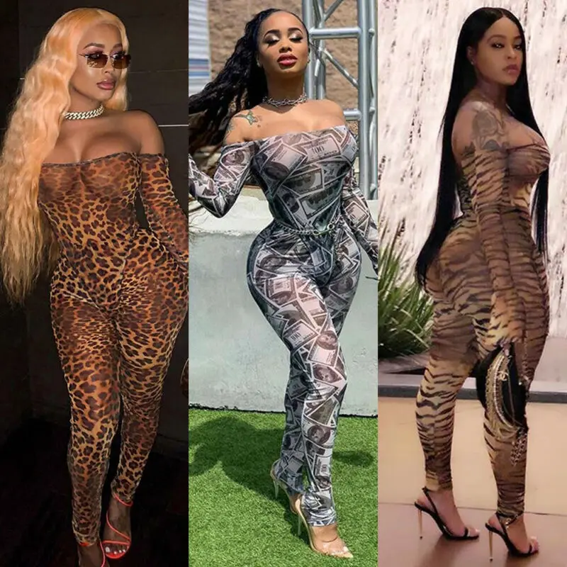 Сексуальный женский с открытыми плечами длинным рукавом Цветочный Повседневный