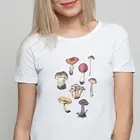 Женская футболка в стиле Харадзюку, летняя футболка с принтом в виде грибов, Женская Повседневная футболка с круглым вырезом и короткими рукавами, женский топ с принтом