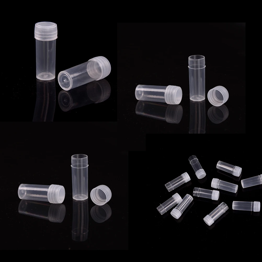 

5ml Refillable Bottles Centrifuge Plastic Test Tubes BottlesVials Sample Containers Powder with Screw Caps