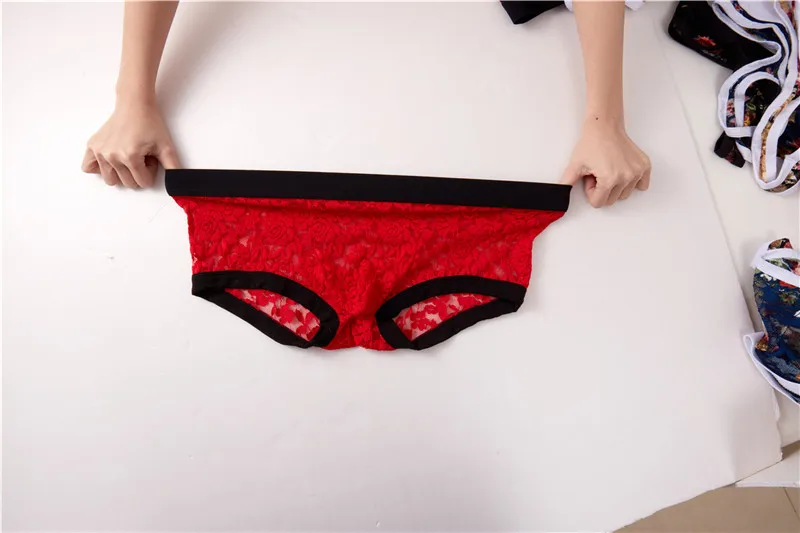 Men Briefs Lace Male Underwear Briefs Lace Sexy Men Lingerie Men Comfortable Floral Print Underpants Ropa Interior Hombre Briefs