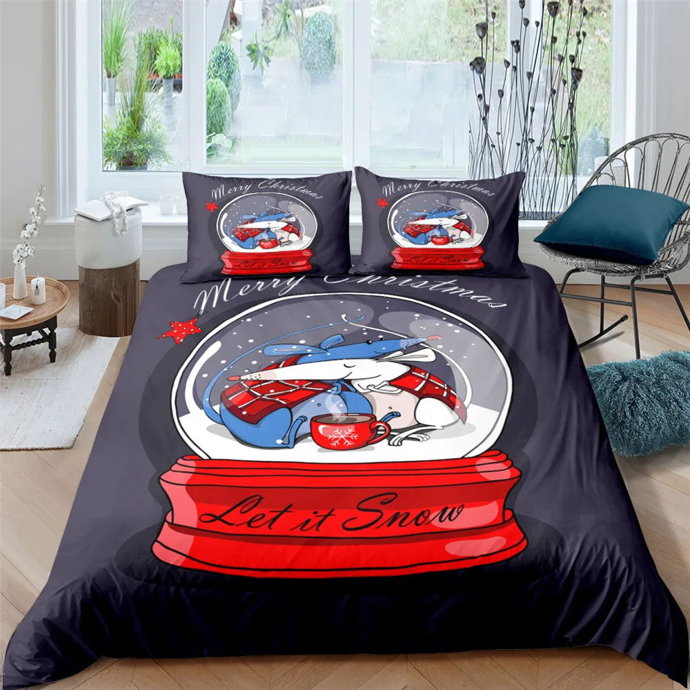 

3D Simple Christmas Animal Pattern Duvet Cover Bedding Set Queen Size Duvet Cover Comforter Bed Cover Set Bedclothes King Size