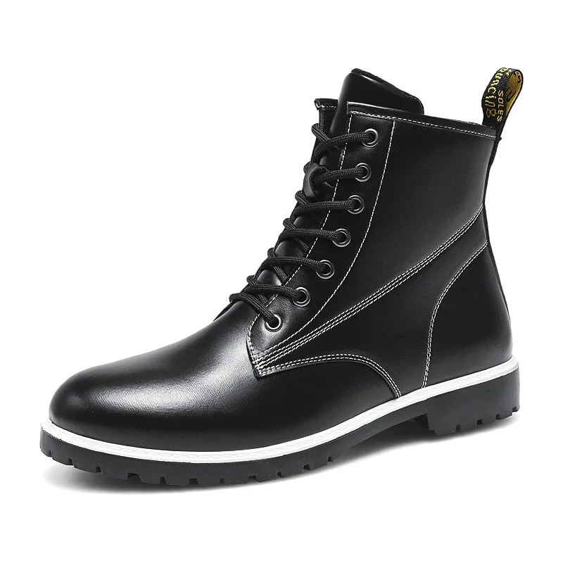 

Мужские ботинки на все сезоны 2021, повседневные мотоциклетные блестящие ботинки, модные тактические ботинки до щиколотки в стиле милитари д...