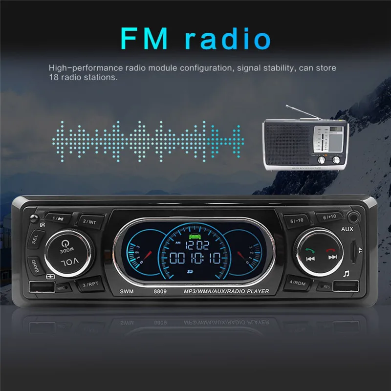 Автомагнитола KEBIDU 12 В FM-радио MP3-плеер Bluetooth 4 0 Поддержка громкой связи USB/TF/3 5 мм |