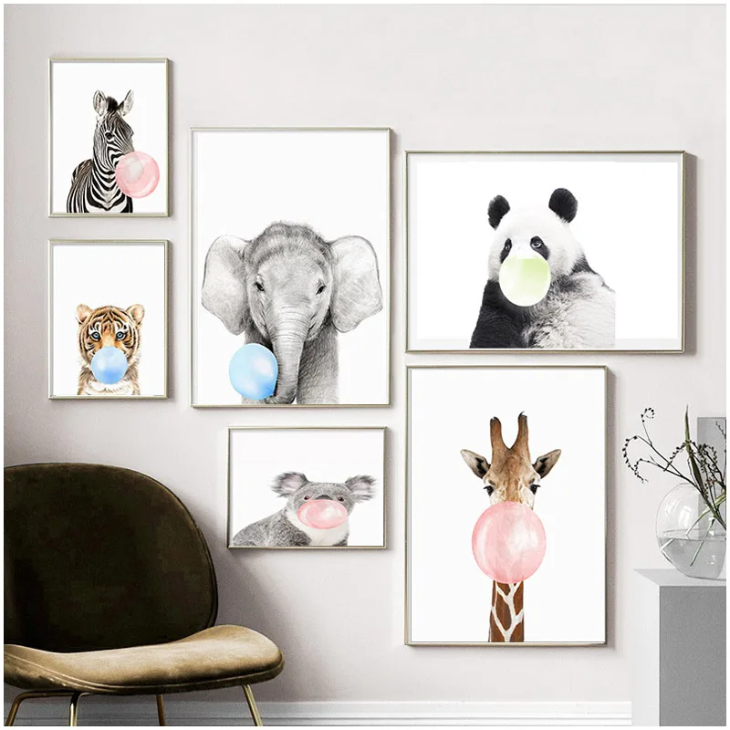 5D диких животных дует жевательная резинка Diy алмазная живопись Wall Art Лев Зебра