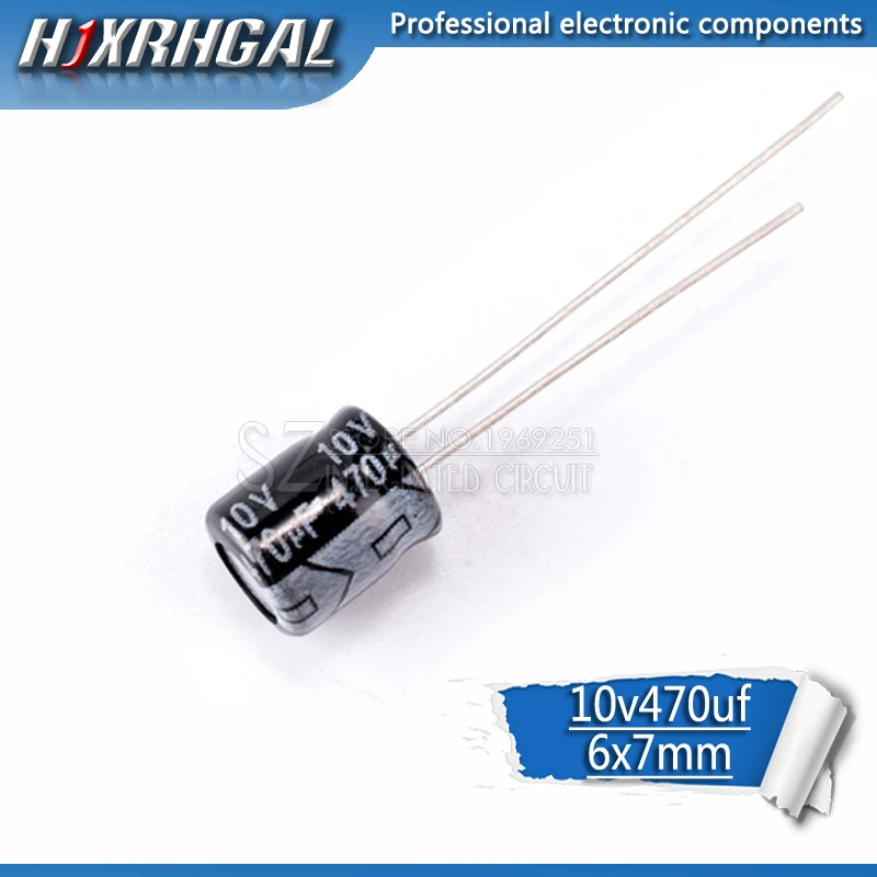Фото Высококачественный электролитический конденсатор hjxrhgal 1 шт. 10 в 470 мкФ 6x7 мм |