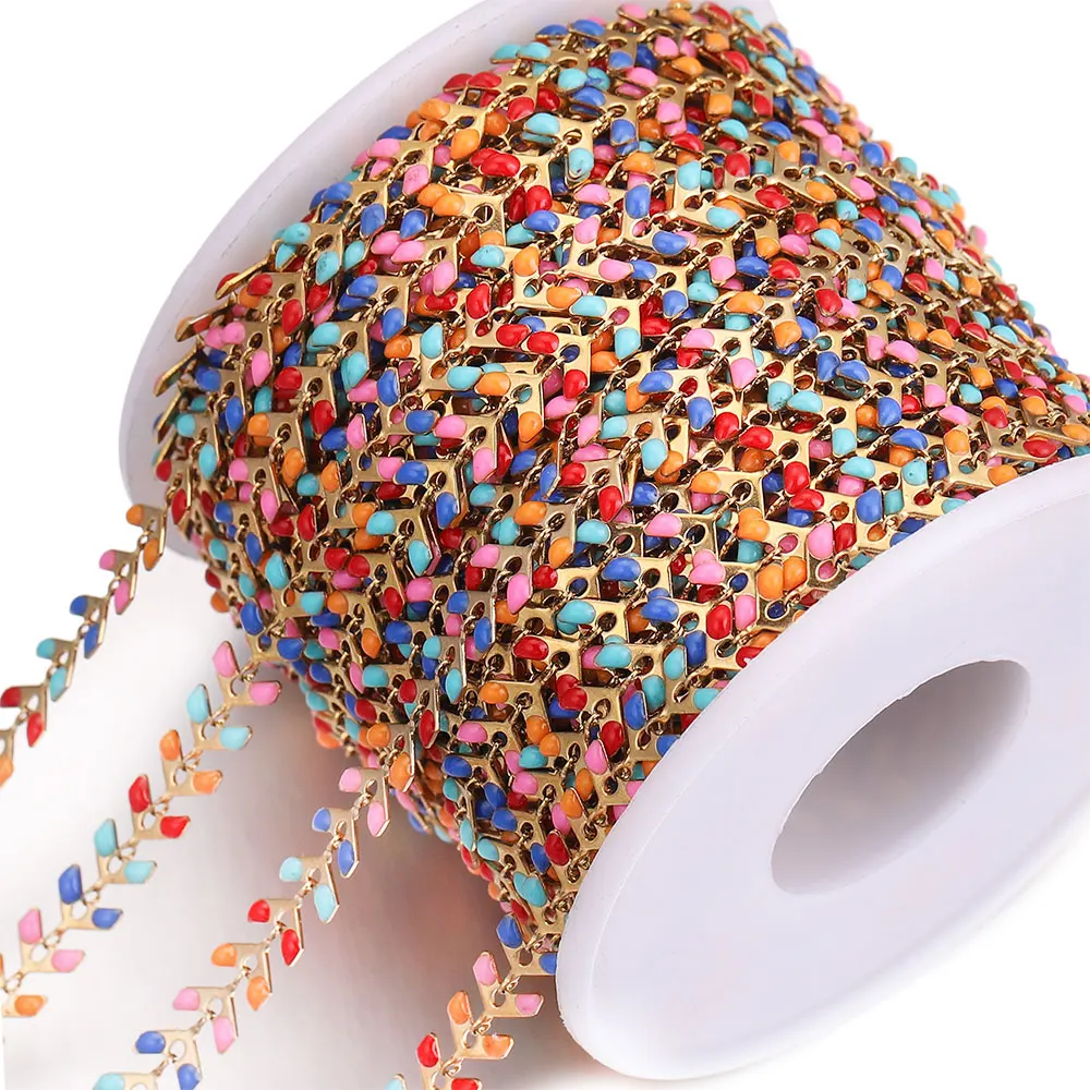 

1Meter Width 6mm Stainless Steel Airplane with Mixed Color Enamel Chains for DIY Bracelet Necklaces Jewelry Making Supplies Bulk