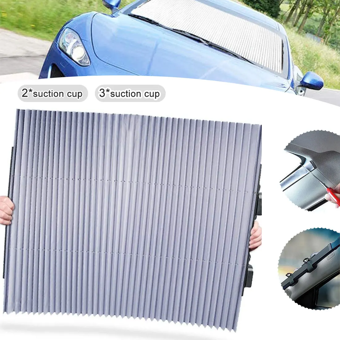 

Upgrade 80CM Retractable Set Folding Anti-UV Car Sun Shade Car Windshield Curtain Car Sunshade Cover Reflective Film Curtains