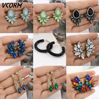 vcorm new vintage korean crystal dangle earrings for women 2019 fashion jewelry statement geometric cubic zirconia drop earrings