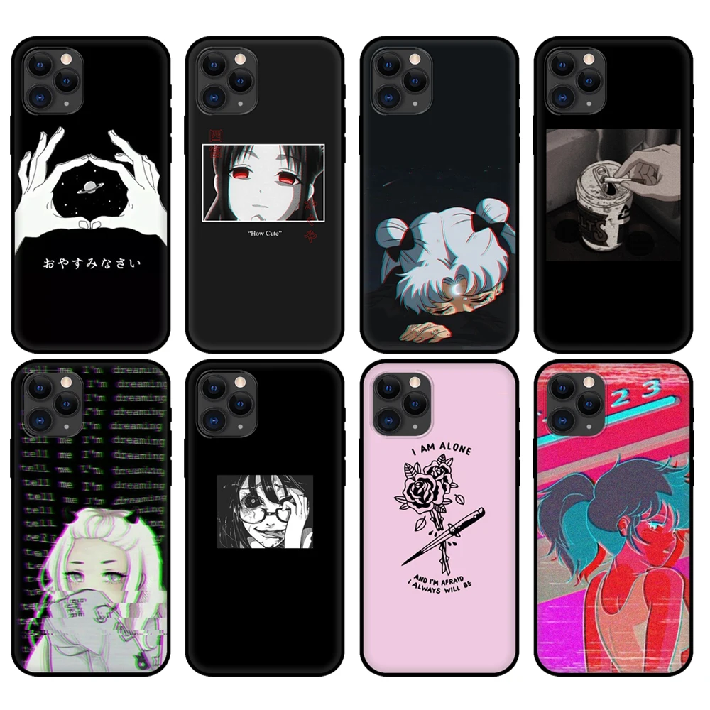 Черный чехол из ТПУ для iphone 5 5s se 2020 6 6s 7 8 plus x 10 XR XS 11 12 mini pro MAX задняя крышка
