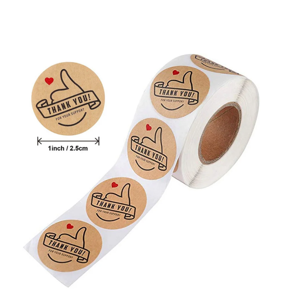 

500pcs Thank You Stickers Seal Labels 1inch Kraft Paper Decoration Sticker For Handmade Wedding Gift Stationery Sticker