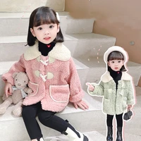 girls kids coat jacket overcoat 2021 luxury warm plus thicken velvet winter top lambswool school cardigan childrens clothing