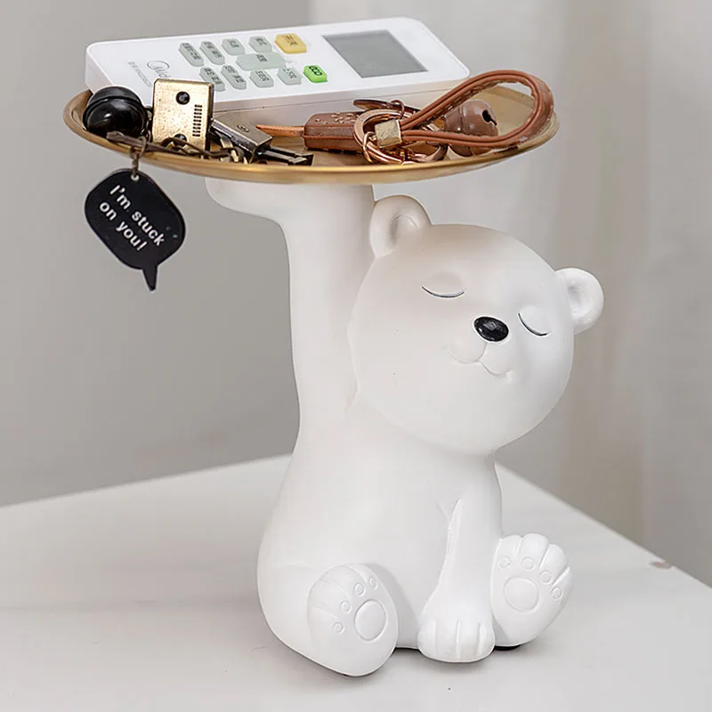 

Home Decor Bear Figurines Interior Storage Box Resin Animal Sculpture Bear Statue Home Decoration Living Room Ornaments