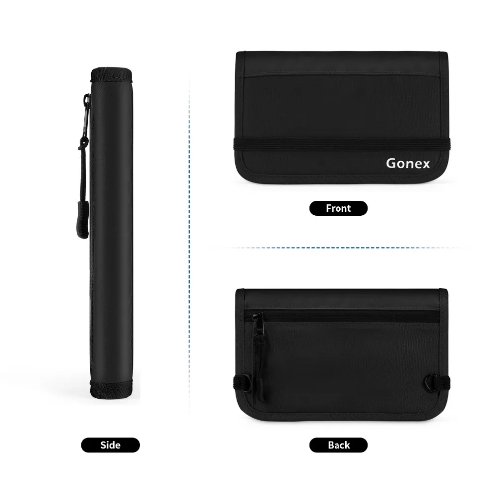 Gonex RFID Блокировка дорожный бумажник для паспорта водоотталкивающий полиэфирный органайзер для документов чехол на молнии со съемным ремешком