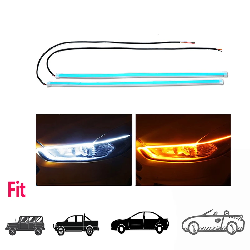 

Дневные ходовые огни, гибкая мягкая трубчатая направляющая, автомобильная светодиодная лента, водонепроницаемая, 2 шт., ультратонкие аксесс...