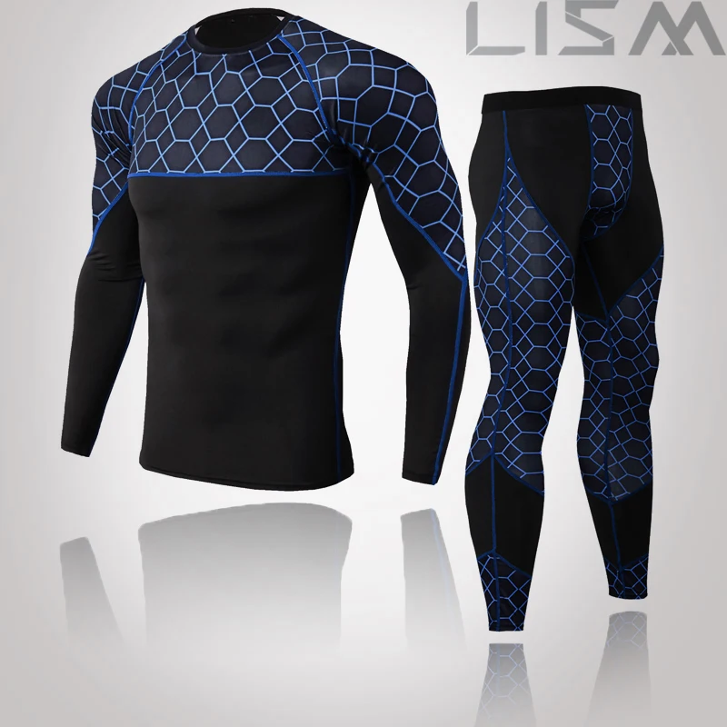 

Men's Winter Outdoor Running Sports Long Underwear Suit Gym Fitness Training Breathable Suit Track And Field Sports Long Suit