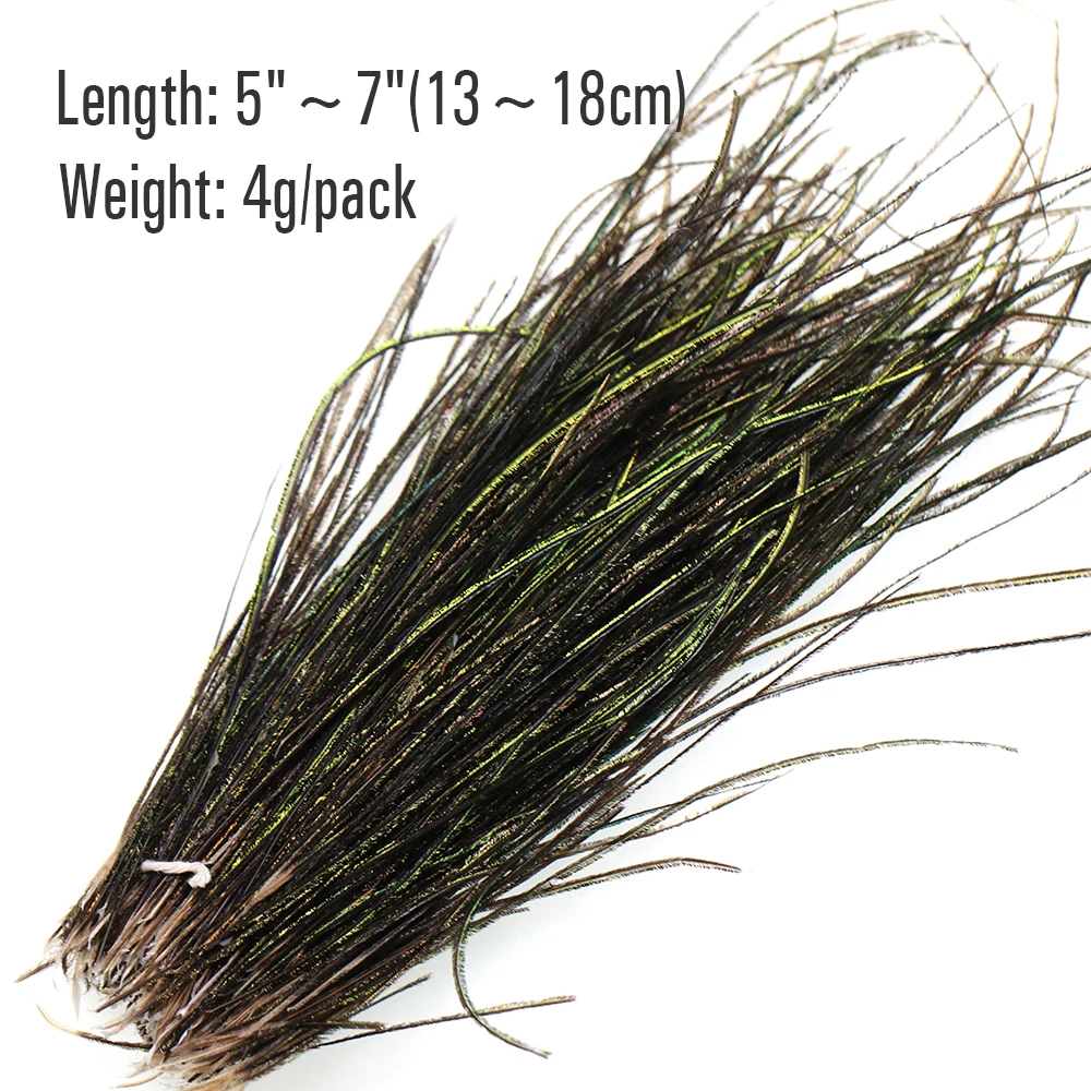 ICERIO 2 Packs Natural Peacock Herl Feather Fly Tying Material 5