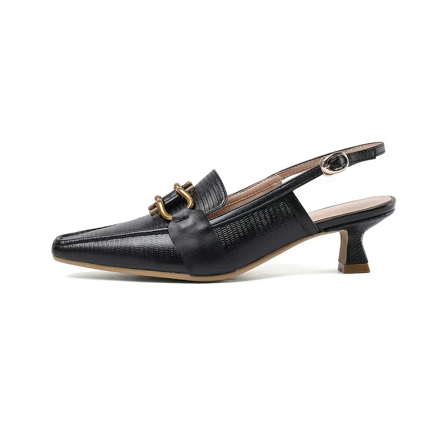 

ANMAIRON Women Shoes High Heel Basic PU Genuine Leather Square Toe Party Shoes Woman Slip-On Spring/Autumn Women High Heels