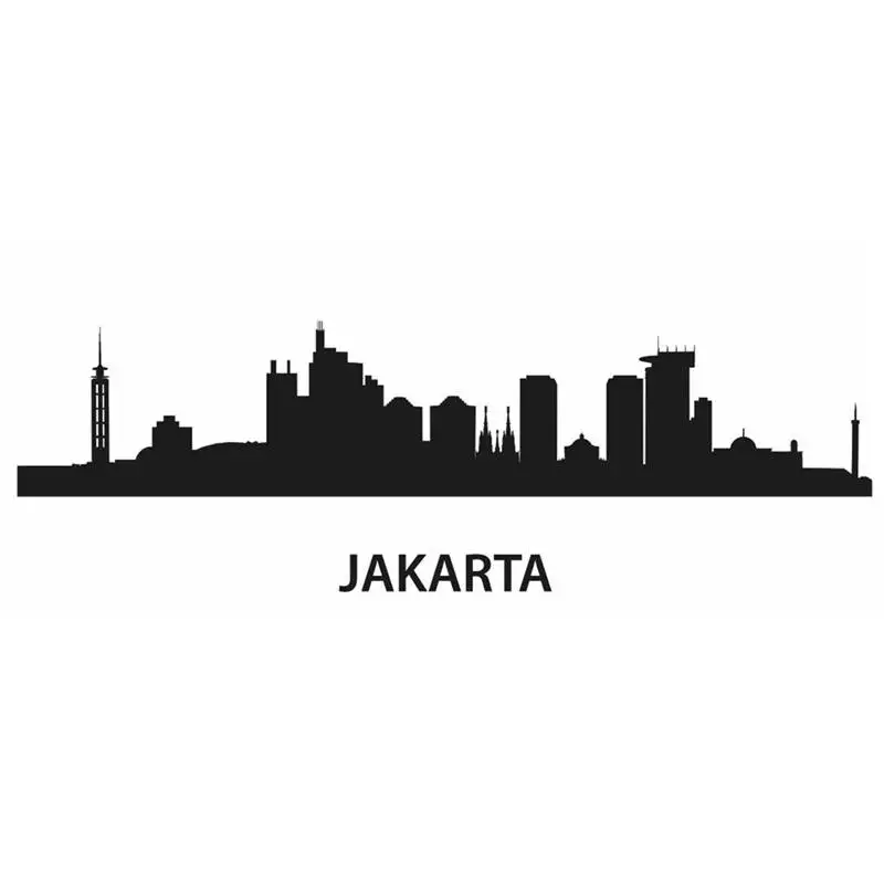 

JAKARTA Skyline Decal Wall Sticker Vinyl Stickers Decor Mural Art Living Room Home Decoration Landmark Skyline Wall Decal