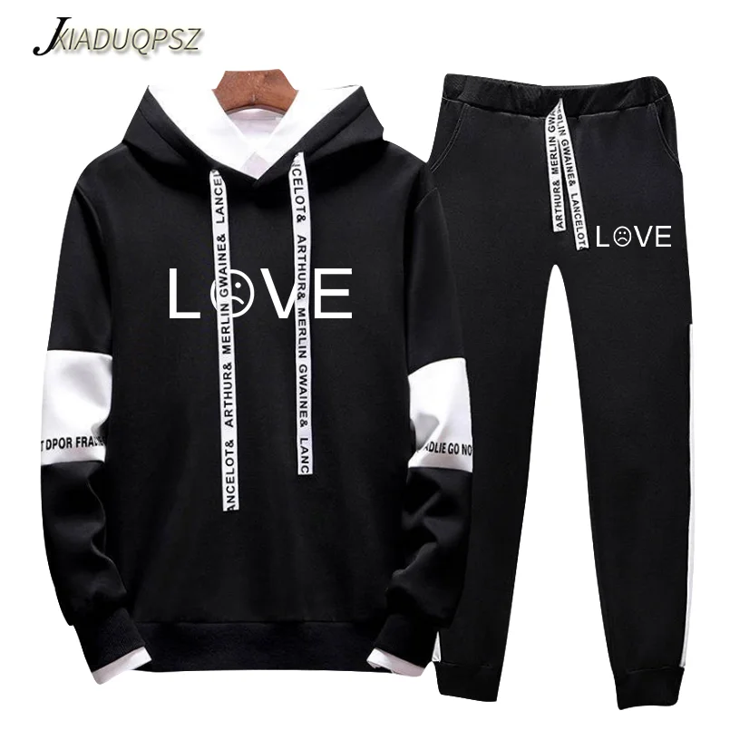 Осень/Зима Lil открытый любовь толстовки кофты + спортивные костюмы мужская