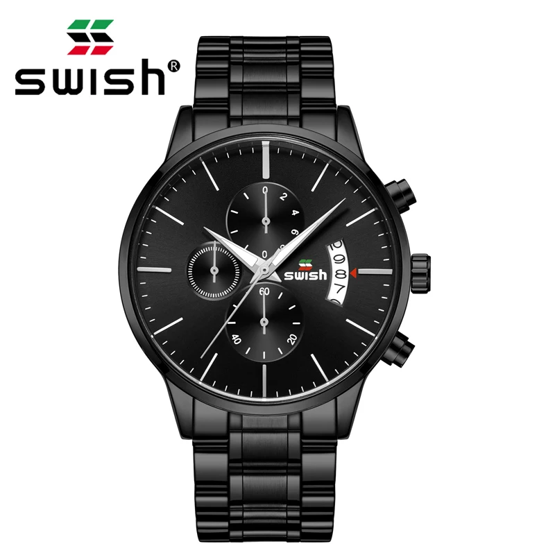 Мужские водонепроницаемые часы из нержавеющей стали SWISH 2020 многофункциональные