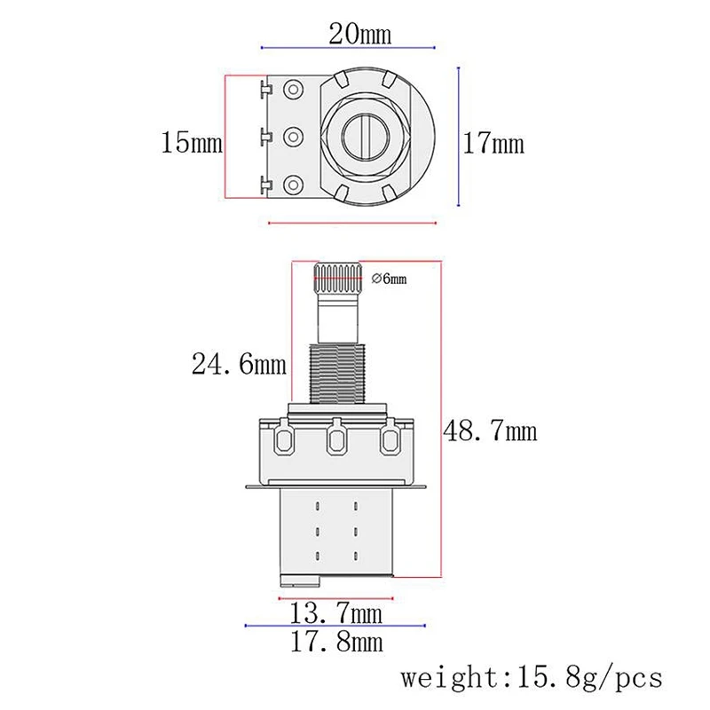 a500k potentiometer push pull schalter keil dpdt topf welle 25mm elektrische gitarre tone volume teile gitarre teile zubehör free global shippi