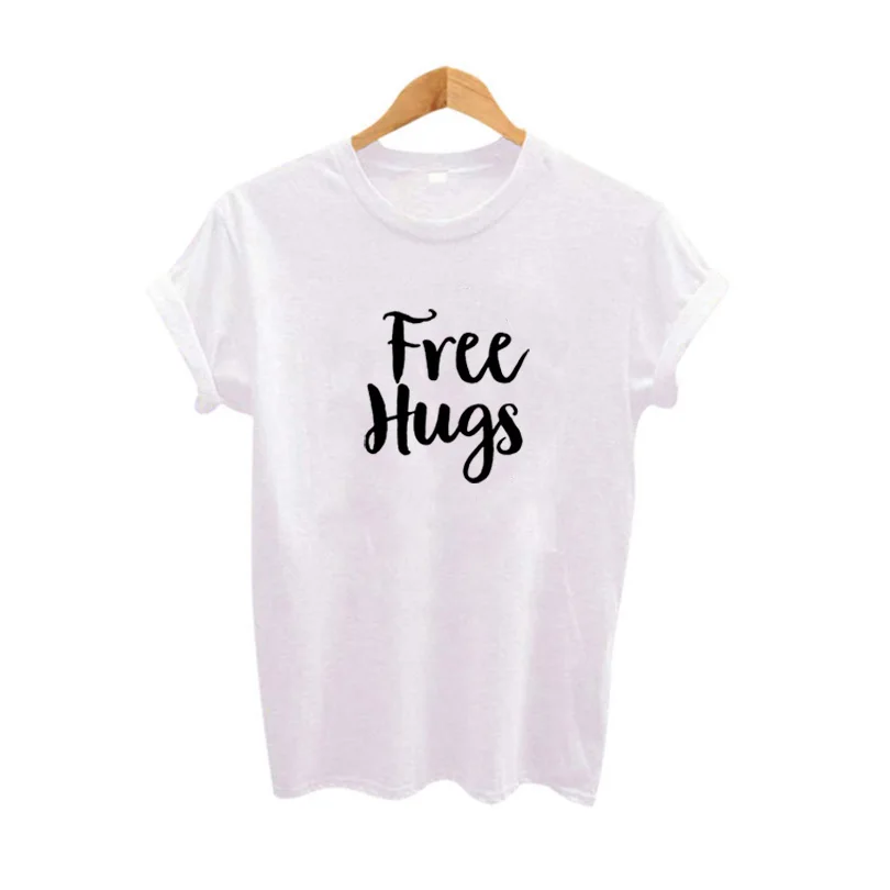 

Femme Black White Tee Shirt Free Hugs T-shirt Hipster Women Slogan Fashion Harajuku Streetwear Clothes Tumblr T Shirt Tops