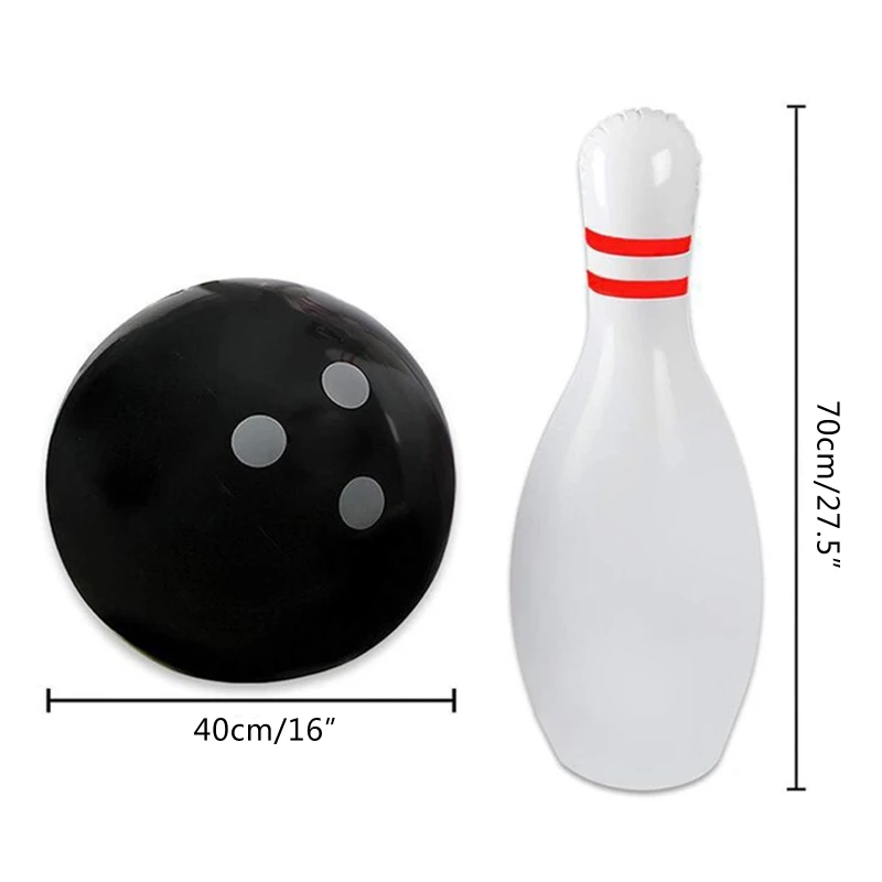 

Novelty Place Giant Inflatable Bowling Set for Kids Outdoor Lawn Yard Game for Family Jumbo Pins 16" Ball