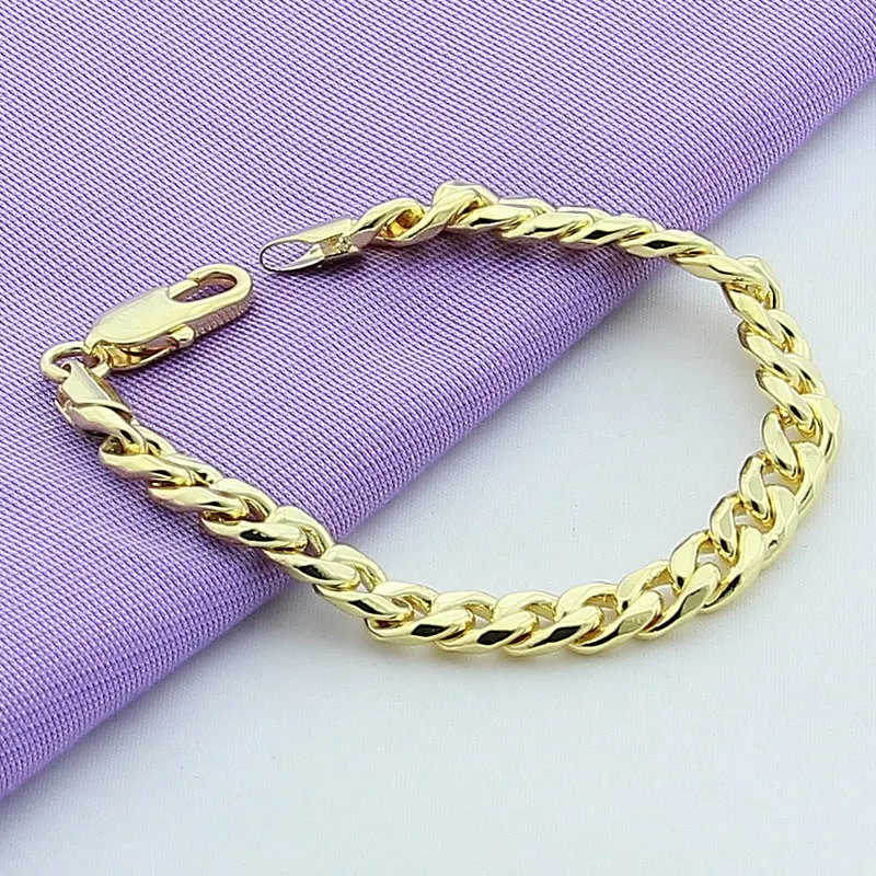 

DOTEFFIL 8mm Gold Chain Bracelet Necklace Sets Simple Generous Jewelry For Men Brazilian Style Necklace Bracelet Jewelry