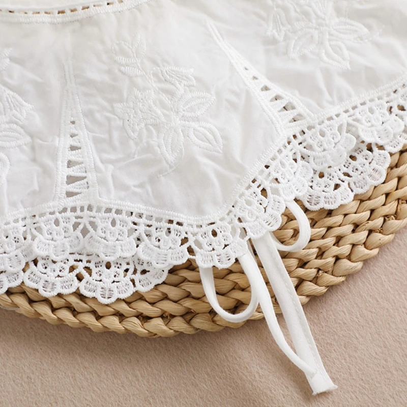 

Накладной воротник с кружевными полями, с вышивкой, съемный воротник, модное летнее платье, украшение 066F