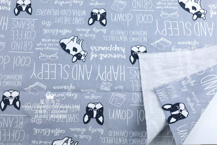 140*100 см мультяшный милый Французский бульдог шитье хлопчатобумажная Поплиновая