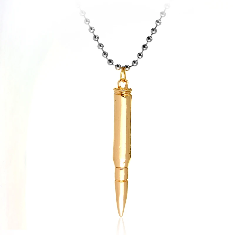 

Cool Men Jewelry Bullet Pendants Necklace High Quality Bronze Link Chain Punk Gift Hip Hop Men Jewelry Military Fan Gifts