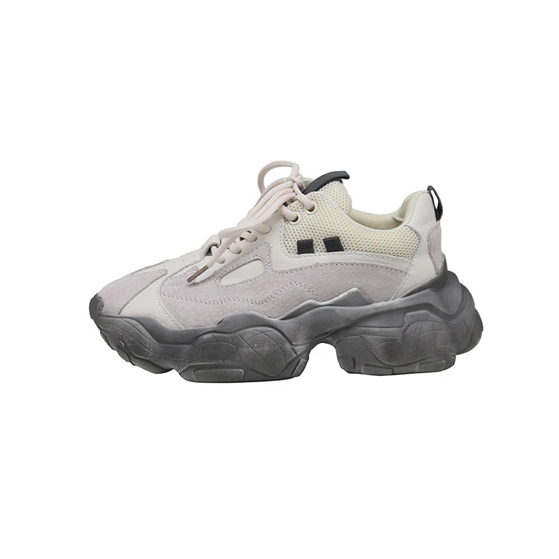 Женские удобные вулканизированные кроссовки увеличивающие рост из натуральной