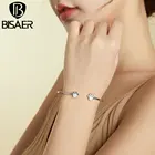 Новинка, серебряные браслеты-обручи BISAER в виде змеиной Цепочки S925 с щенком, серебряные браслеты для женщин, ювелирные изделия, подарок EFB055