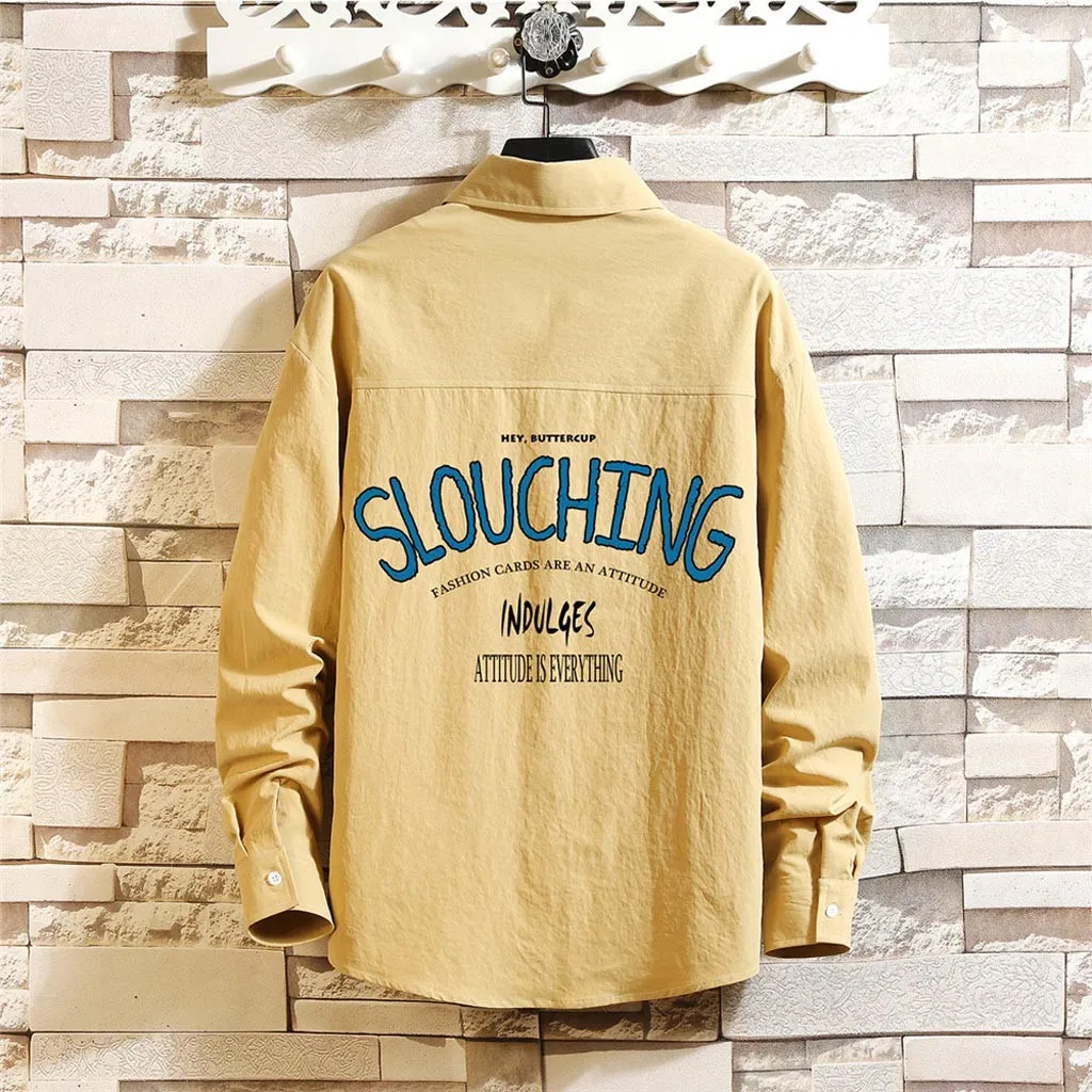 Мужская весенне-Летняя Повседневная тонкая рубашка с принтом и длинным рукавом