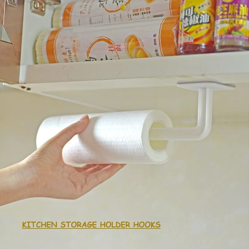 

2Pcs Punch-free Storage Shelf Kitchen Paper Holders Household Multifunctional Hooks Wall Decoration Bathroom Rack