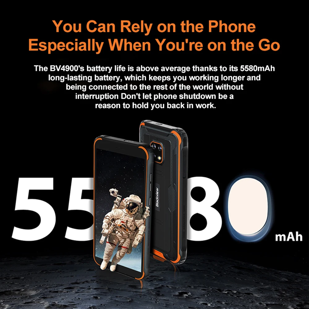 Blackview BV4900 IP68 Waterproof Smartphone Android 10 NFC Cellphone  5.7'' inch 3GB+32GB 5580mAh Rugged Mobile Phone