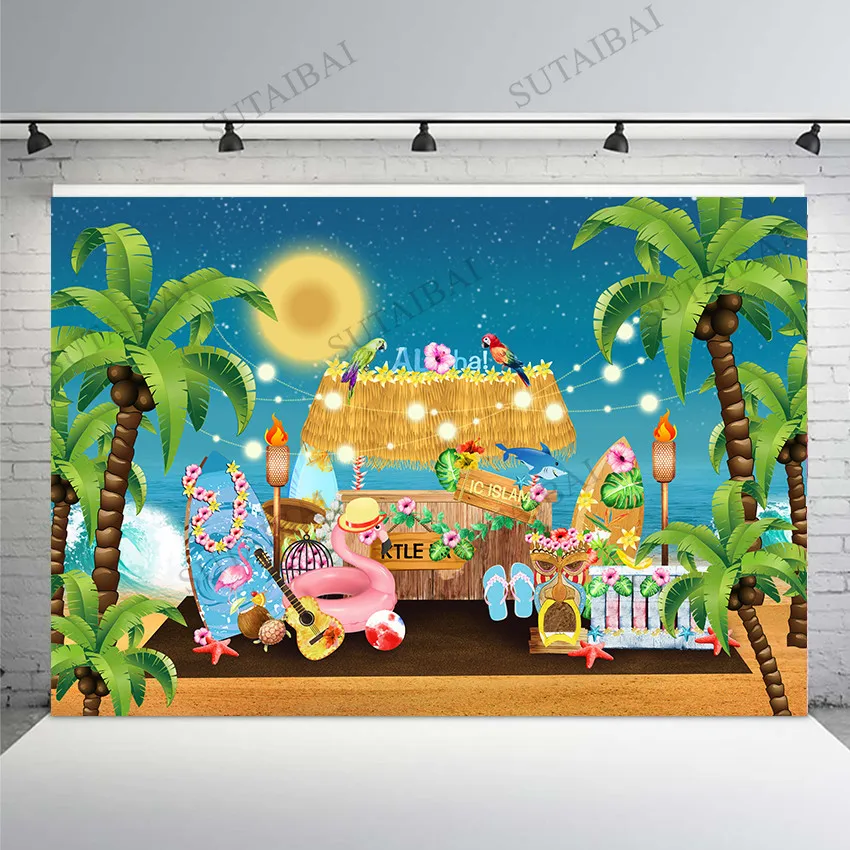 Летние Тропические Платья морской пляж Кокосовая пальма фон Гавайские каникулы