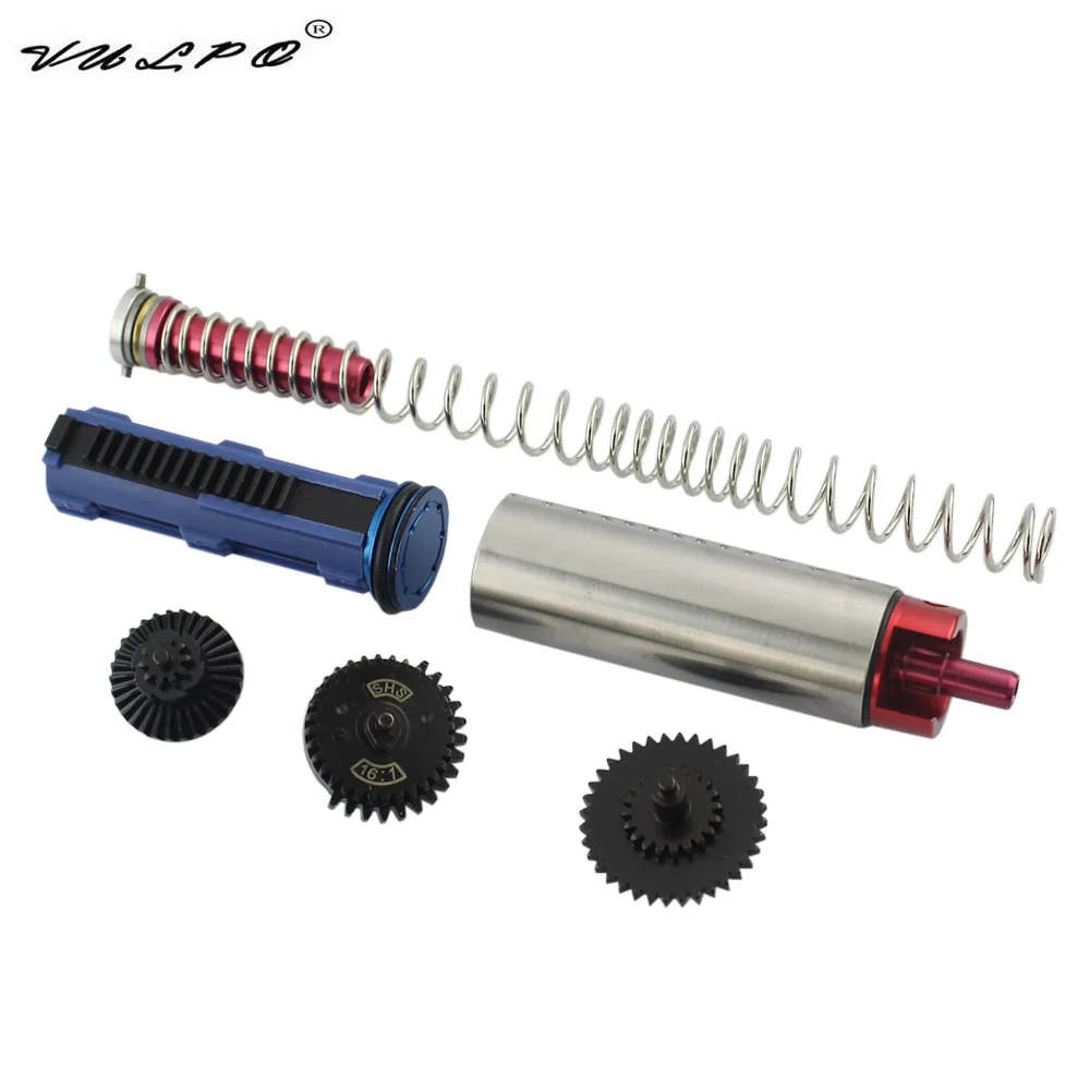 

VULPO 16:1 Gear 14 Teeth Piston M120 Spring/Piston Head/Cylinder Head/Spring Guide Nozzle Set For M4 AK Airsoft AEG Gearbox