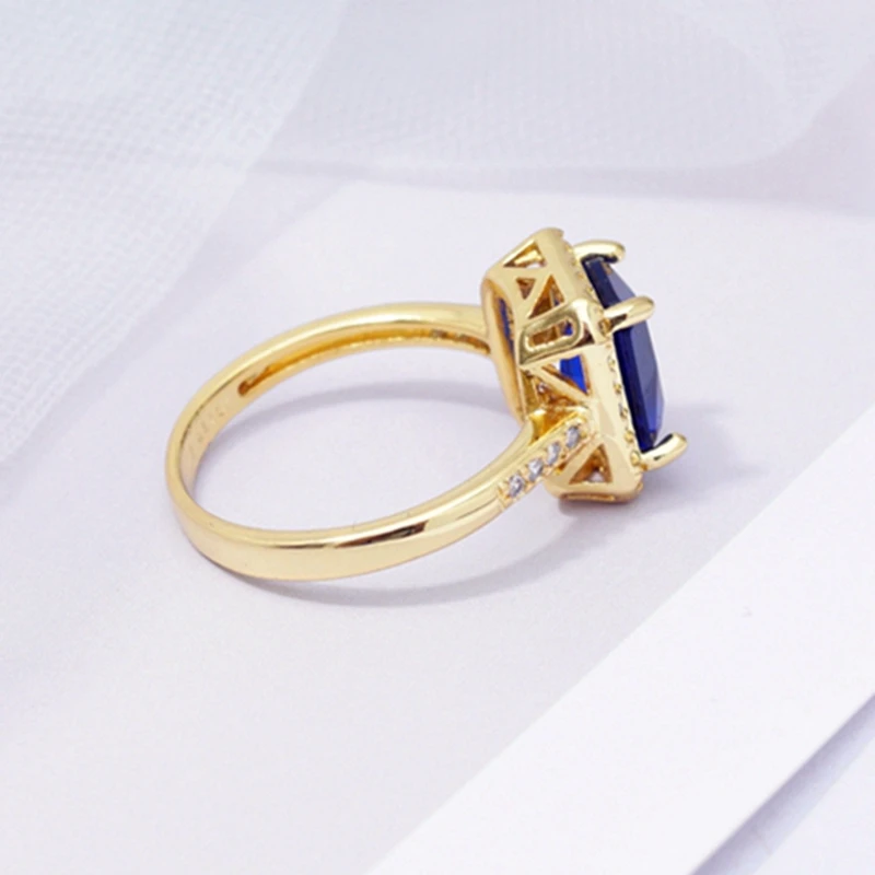 Свадебные Благородные Кольца принцессы для женщин темно синие циркониевые