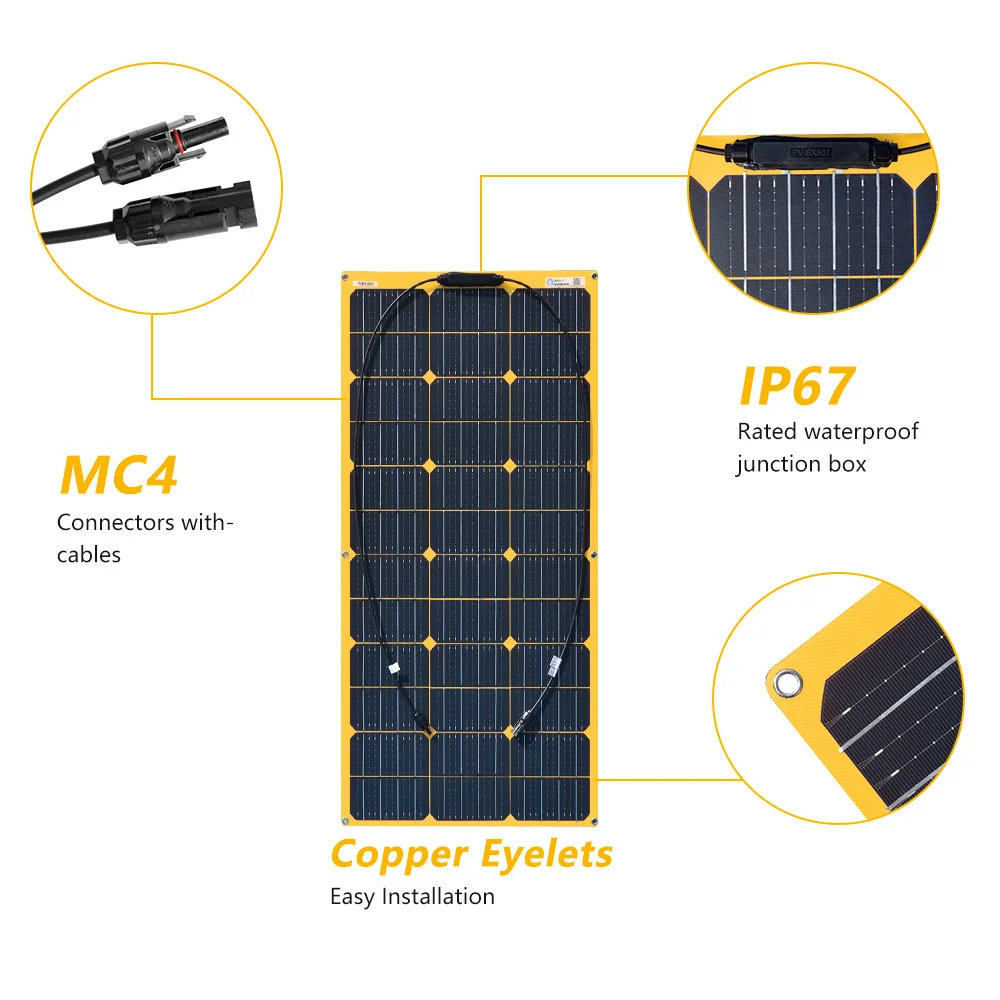 Новая гибкая солнечная панель 18 вольт 100 ватт монокристаллические солнечные